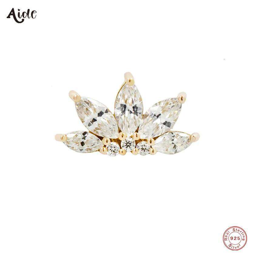 Aide 925 Sterling Silver Cute Flower Stud Earrings For Women 18K Gold Plated Unusual Ear Piercing Wedding Party Fine Jewelry 1PC