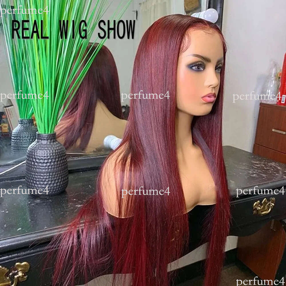 New 613 Blue/Pink/Purple/red Colorful Brazilian Straight Front Pre Plucked 13X4 Simulation Human Hair Wear and Go Glueless HD Lace Frontal Wig for Wom