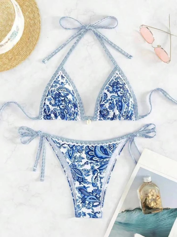 Halter String Triangle Two Piece Bikini Women Swimwear Female Swimsuit Bathers Bathing Swimming Suit Beachwear Summer 251231