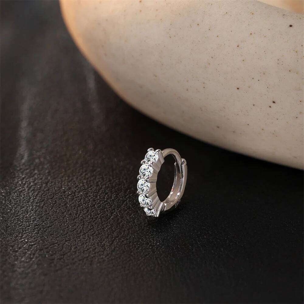 Aide S925 Sterling Moissanite Piercing Stud Earring Silver Color Handmake Earrings for Layered Jewel Valentine's Day Gift