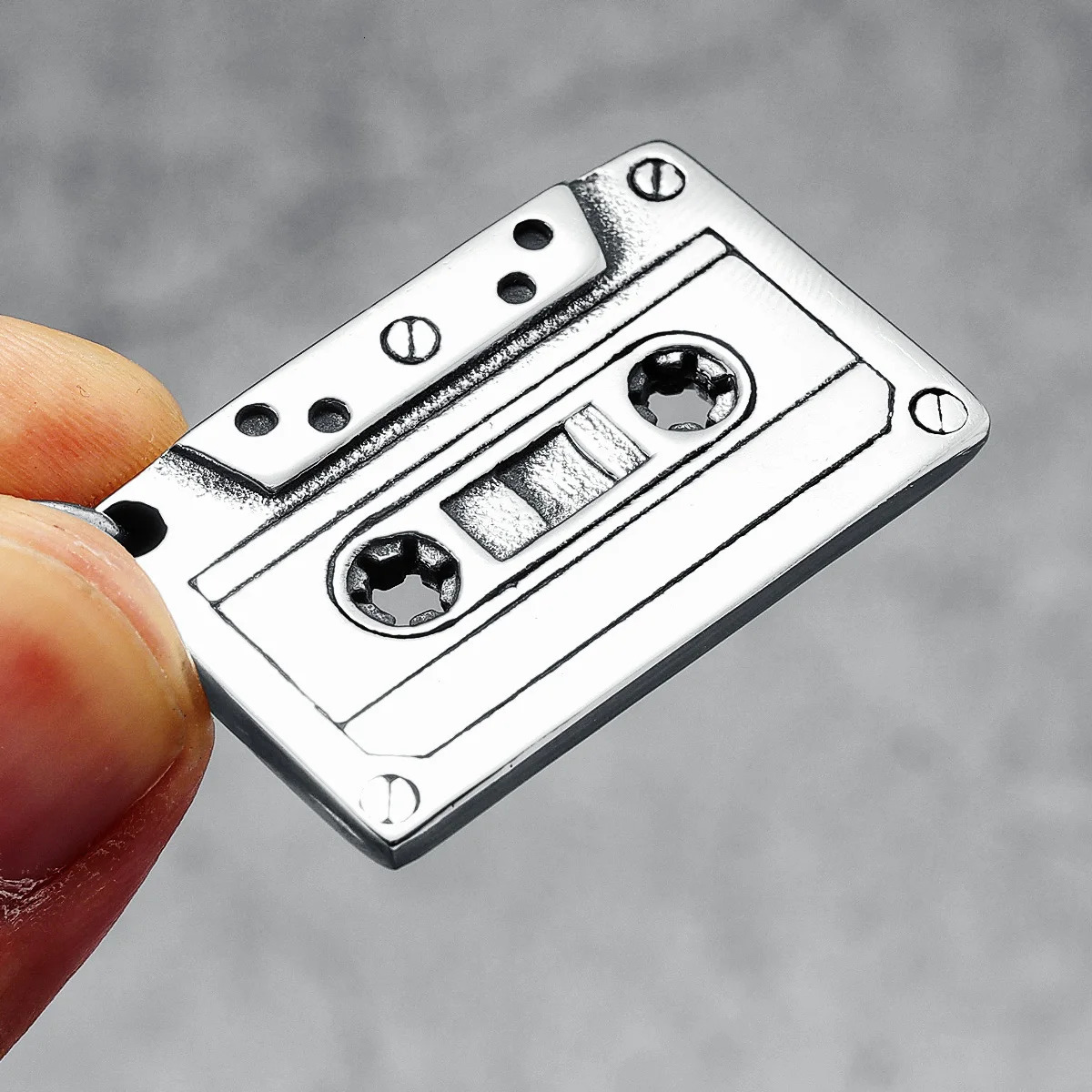 Retro Cassette Tape Necklace Stainless Steel Men Pendant Chain Vintage Hip Hop Rap Music Party for Friend Jewelry Gift 251230