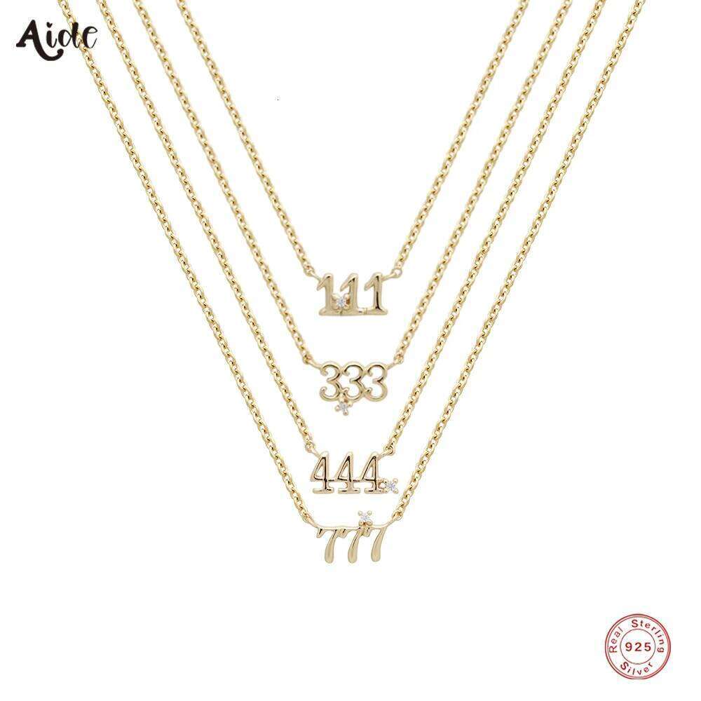 Aide 925 Sterling Silver Angel Number For Women Gift 111 333 444 777 Manifest Guidance Protection Luck Pendant Necklace