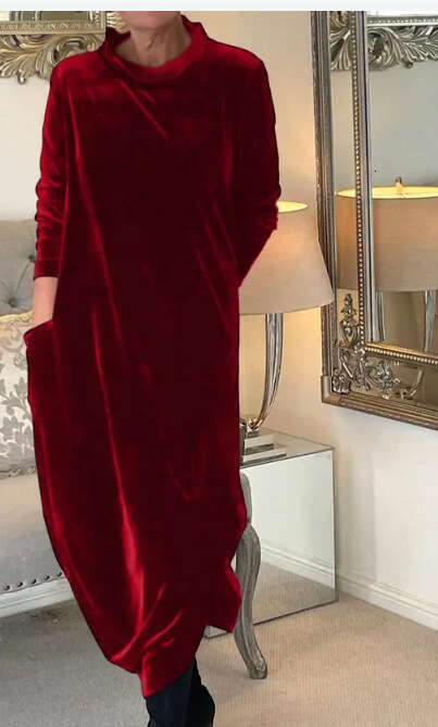 2026 Spring New European and American Style Slimming Elegant Round Neck Long Dress