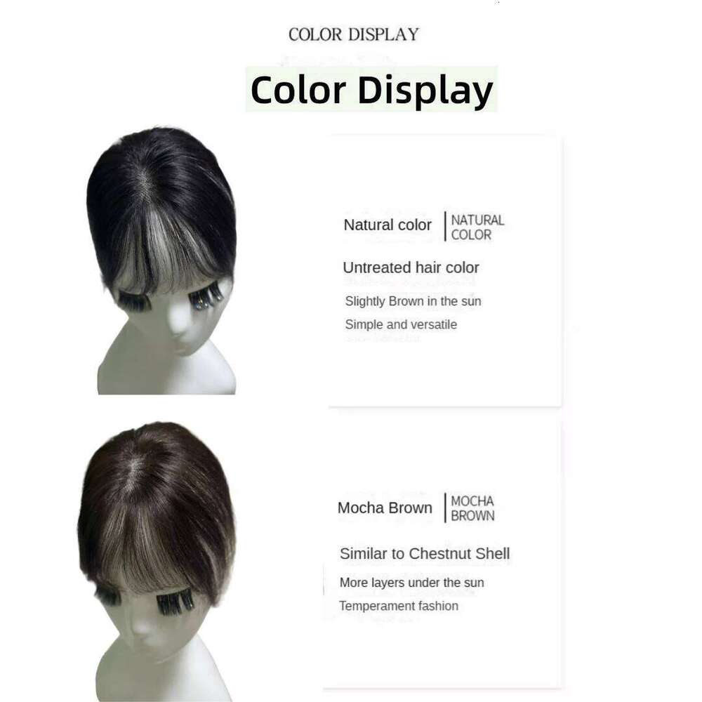 100% Handmade Human Toppers for Women - Borderless Invisible Lace Base Clip-In Hairpiece with Bangs Fringe Cover Hair Loss