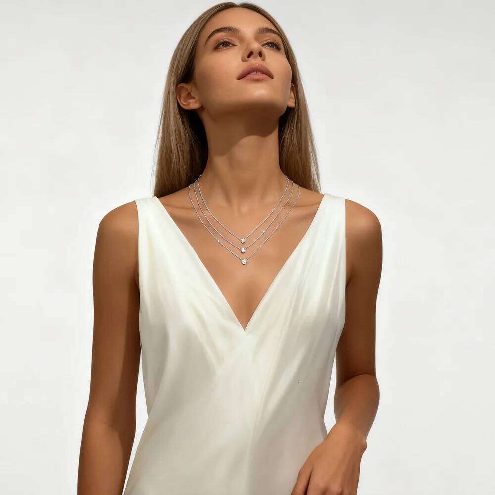 Aide Round Halo Moissanite 925 Sterling Silver Pendant 2mm 3mm 4mm Lab Diamond Necklace For Women Certified Jewelry