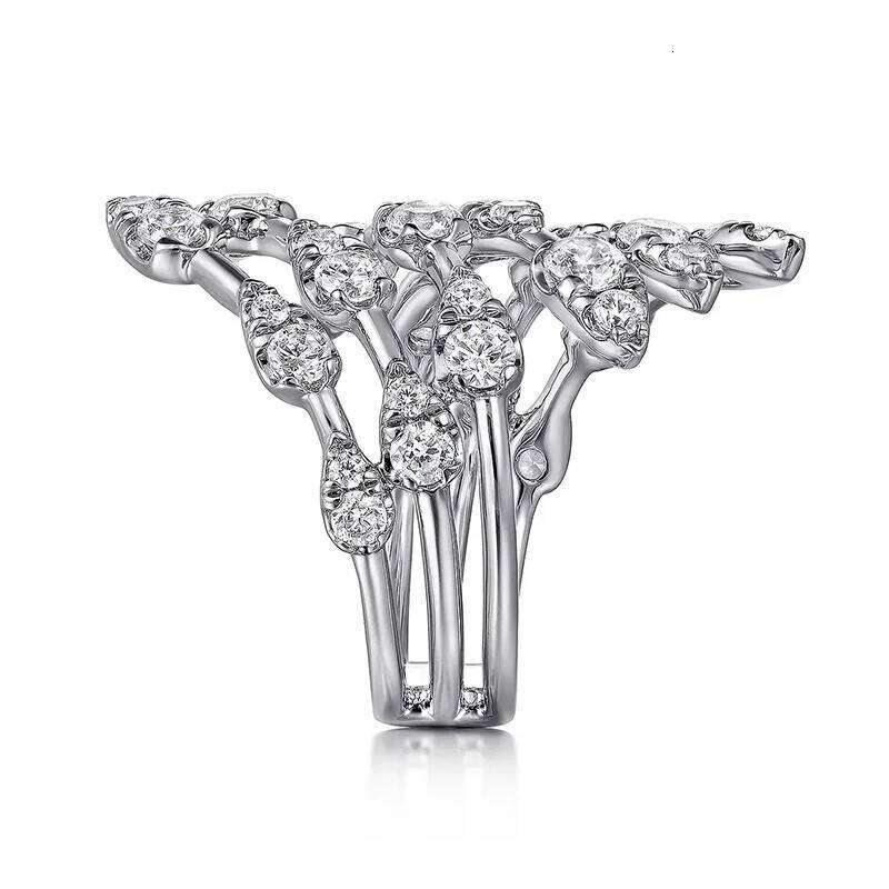 Huitan Brilliant Feather Opening Rings for Women Delicate Attractive Party Jewelry Exquisite Stylish Elegant Wedding Accessories