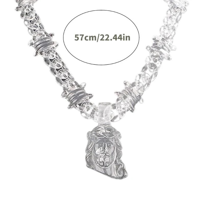 HXBF Clear Acrylic Pendant Necklace Rock Party Jewelry Fashion Male Jewelry Acrylic Texture Present for Fashion Enthusiasts 251230