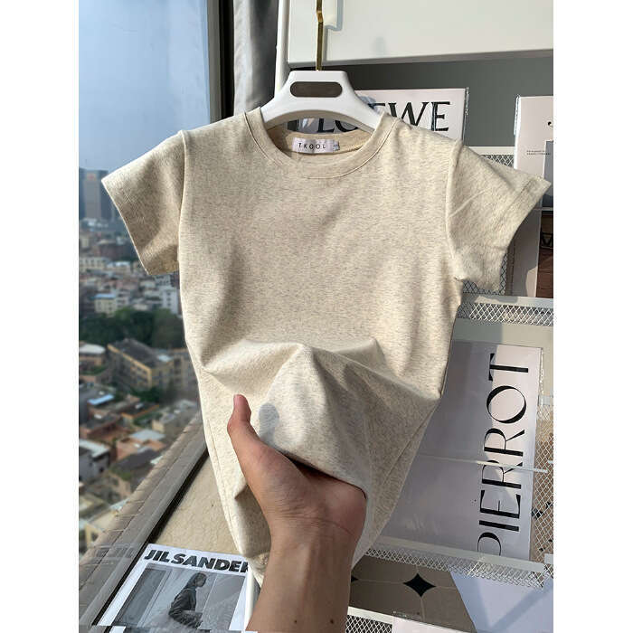 Basic Regular Shoulder Rayon Short Sleeve T-Shirt for Women 2026 Summer Slim Fit Tight Base Shirt Elegant Top Trendy