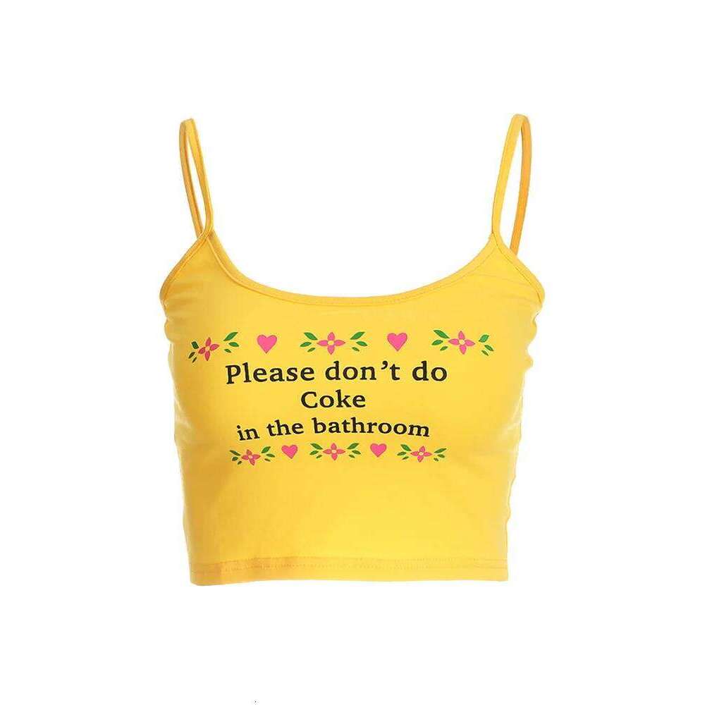 2024 Women Strappy Cotton Letter Print Tank Vest Summer Sexy Short Crop Camis Tees Tops Ladies