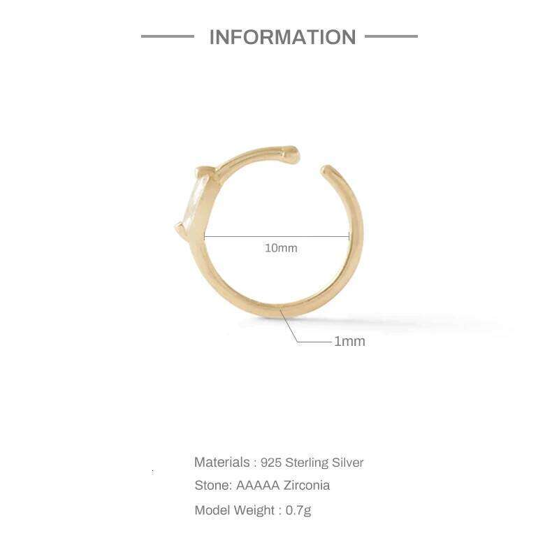 Aide 925 Sterling Silver Sparkling CZ Zircon Clips Septum Ring Hoop Cartilage Tragus Helix Small Piercing Nose Rings