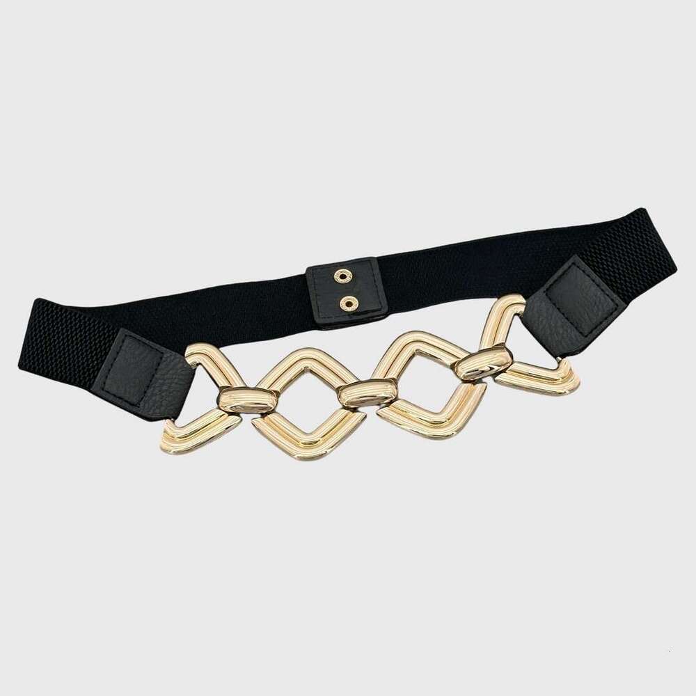 Geometric Chain Women, Decorative Accessory for Woolen Coats, Sweaters, Suits, Dresses, Wide Black Waist Belt