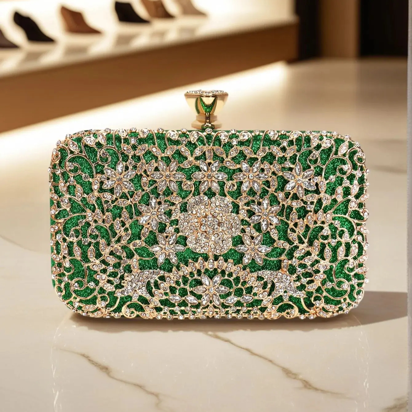 Hollow Out Style Diamonds Clutch Metal Rhinestones Evening Bags Flap Party Wedding Handbags Purse 251231