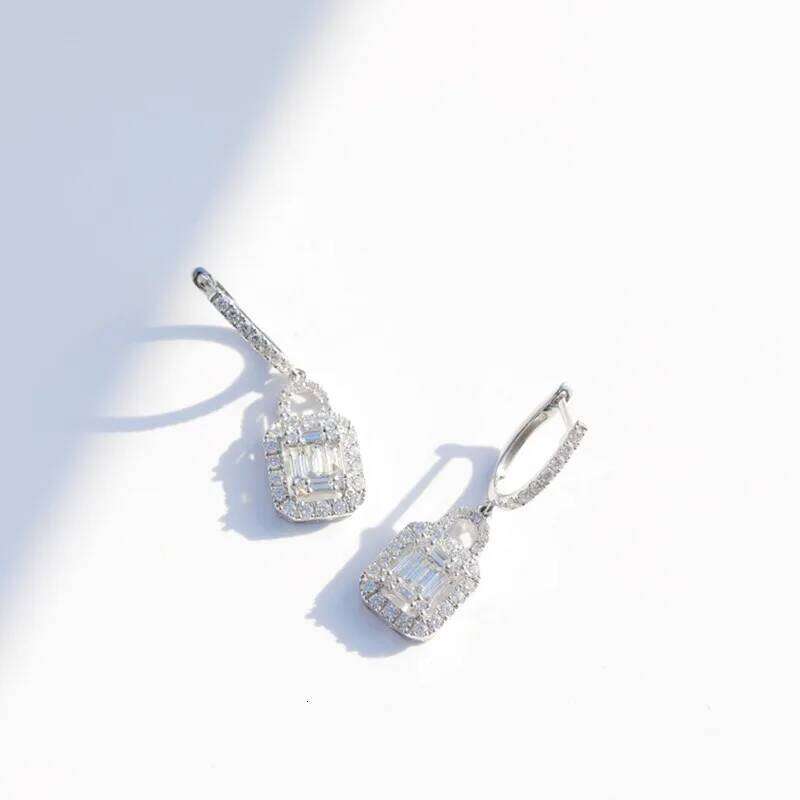 Huitan Luxury Micro Paved CZ Stone Women Drop Earring Lock Shape Pendent Wedding Marriage Bridal Earrings Trendy Jewelry Hot