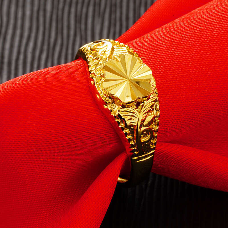 Fashion Ring Gold Plated Sweet Imitation Gold Open Ring for Women Flower Copper Alloy Accessories Wedding Party Ring