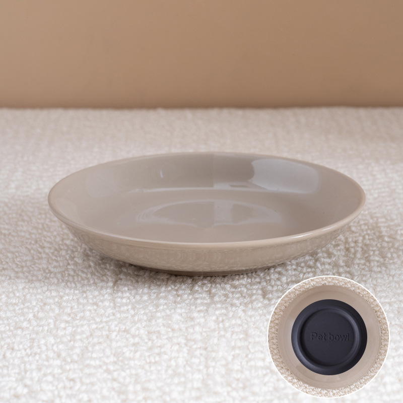 H2101 Cute Cat Paw Ceramic Food Bowl - Non-Slip Silicone Mat Fishbone Design