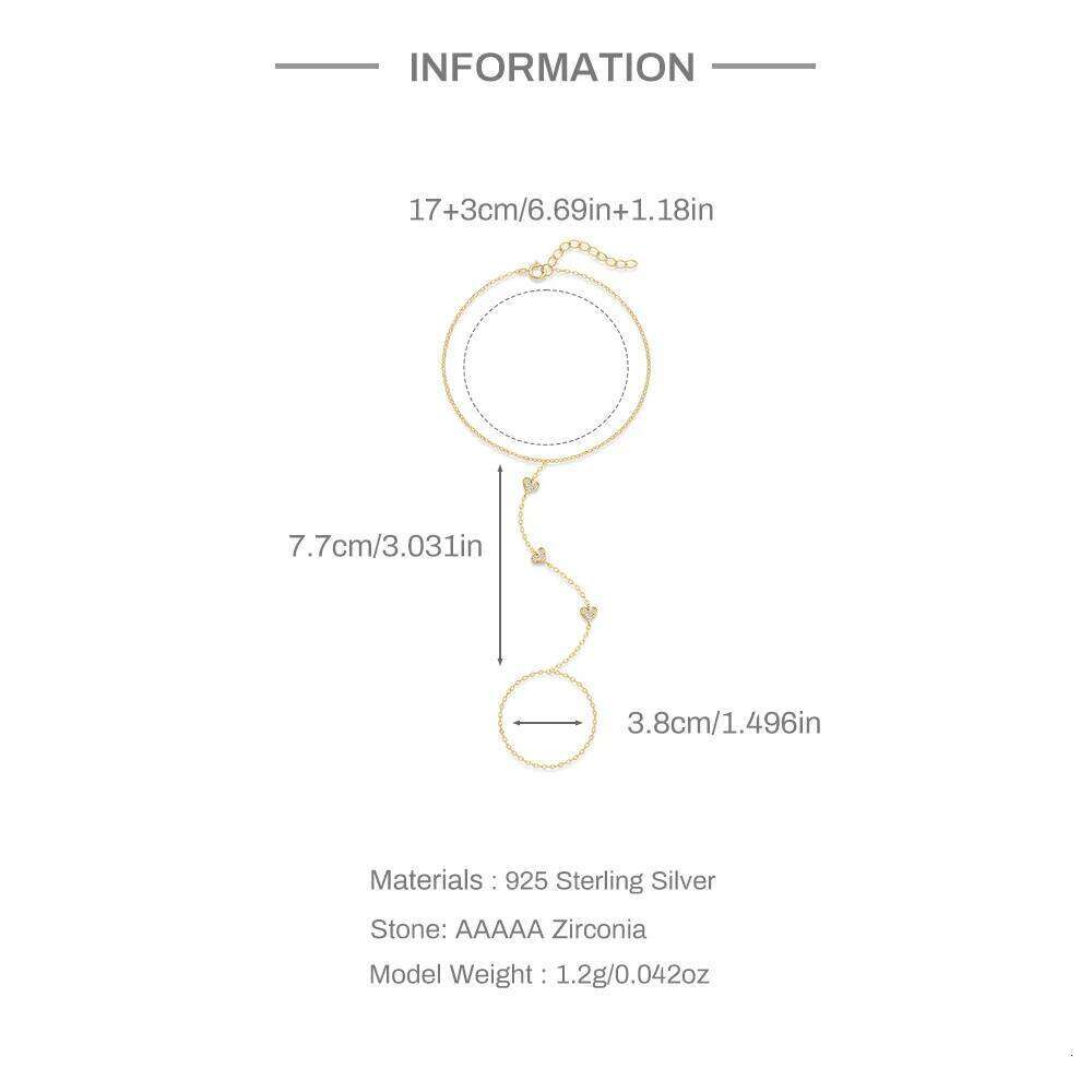 Aide 925 Sterling Silver Full Diamonds Fine Jewelry Geometric Round Bezel CZ Sparking Women Hand Chain Bracelet Rings Pulseras