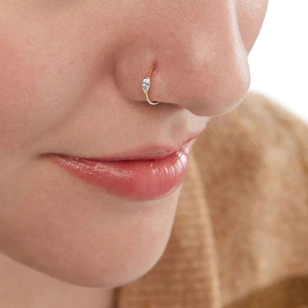 Aide 925 Sterling Silver Sparkling CZ Zircon Clips Septum Ring Hoop Cartilage Tragus Helix Small Piercing Nose Rings