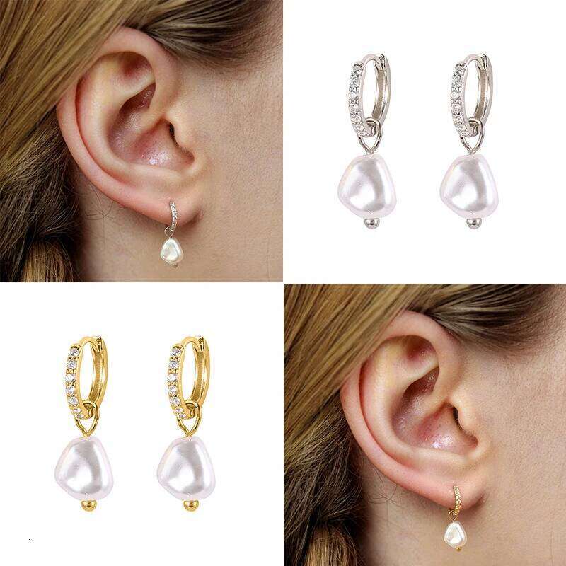 Aide 925 Sterling Silver Artificial Pearl For Women Round Imitation Pearls Charm Dangle Earrings Wedding Party Jewelry