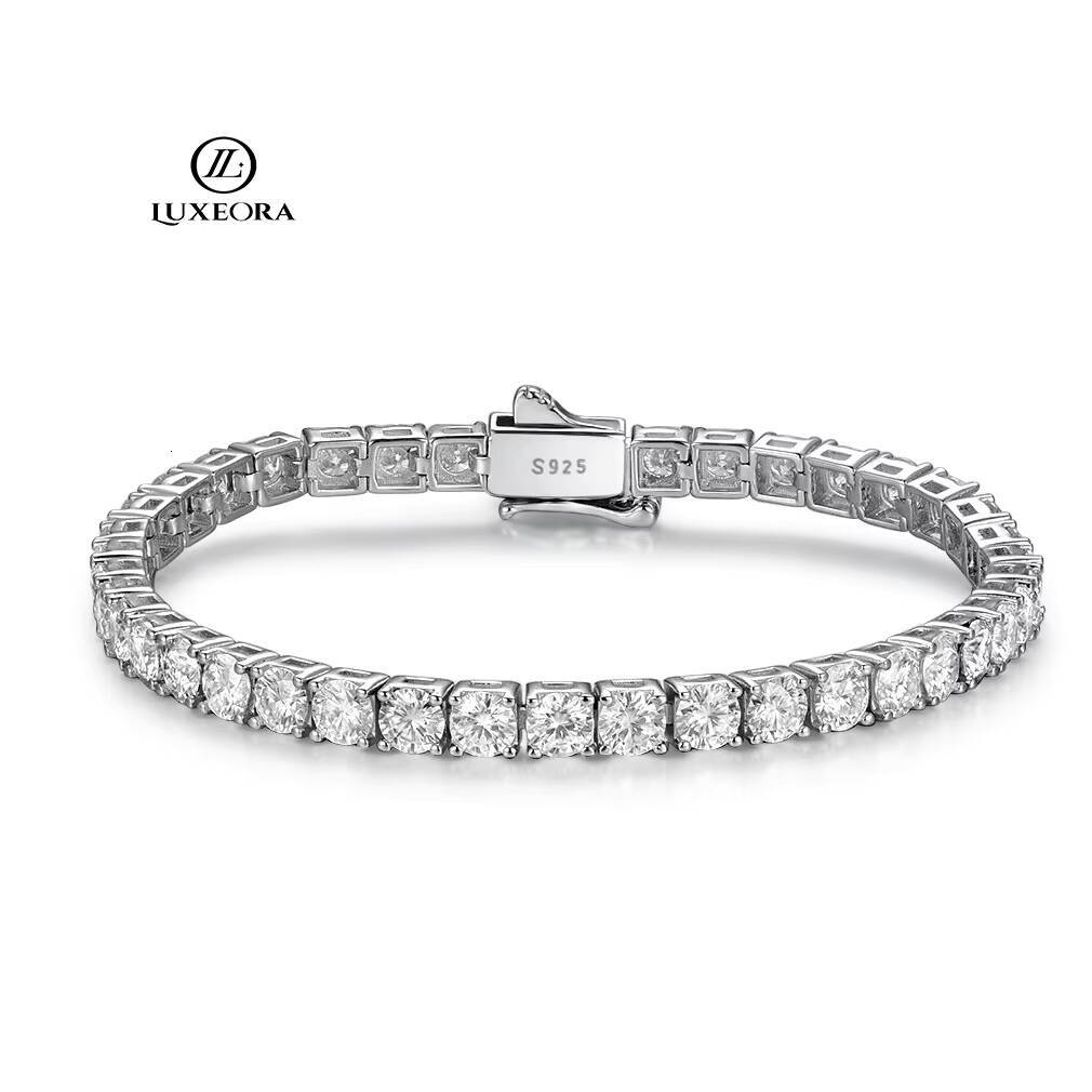 Shinny D VVS Moissanite Diamond Iced Hip Hop Bracelet Rhodium Plated 2mm-5mm LAB Tennis Bracelet for Gift or Party