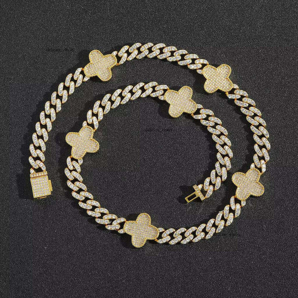 VVS Moissanite BES Multifunctional Women's Clover Necklace Gold-Plated Hip-Hop Fashion Accessories Wedding Engagement Party Gift