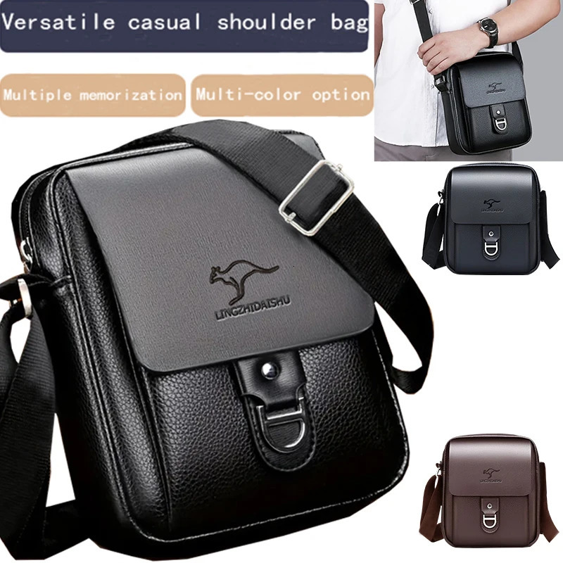 Mens Multi-Color Leather Crossbody Bag Versatile Casual Multi-Compartment Daily Commuting Stylish Practical 251230
