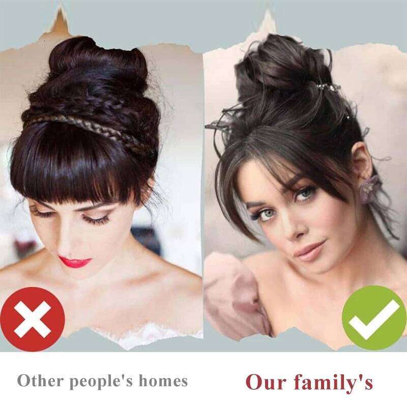 100% Human Natural Forehead Fringes 3D French Wig for Women Hair Pieces Head Curtain Piece Eight Shaped Bangs