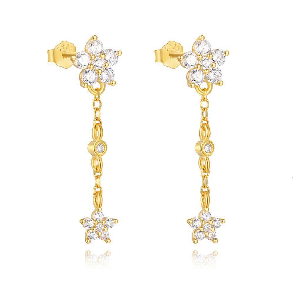 Aide 925 Sterling Silver New Trend Cubic Zirconia Long Tassel Drop Earrings For Women Star Chain Piercing Earring Korean Jewelry