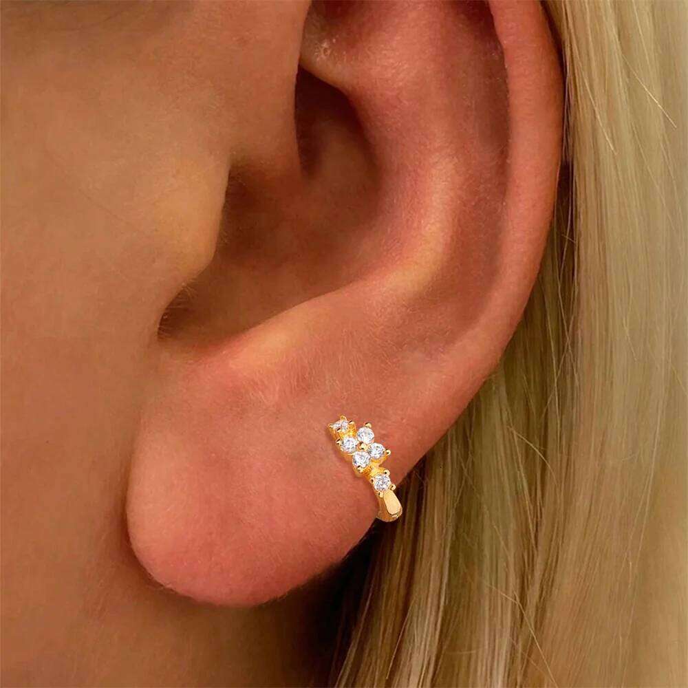 Aide 1piece S925 Sterling Silver Zircon Tassel Drop Cuff Hoop Earrings Fo Women Multi-Use Piercing Jewelry for Ear & Nose