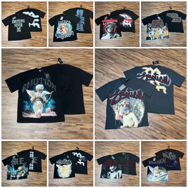 MIXED EMOTION rhinestone shirt summer mens shirt designer t shirt men women y2k vintage shirt graphic tee hippie shirt mens clothing streetwear casual shirt s--xl