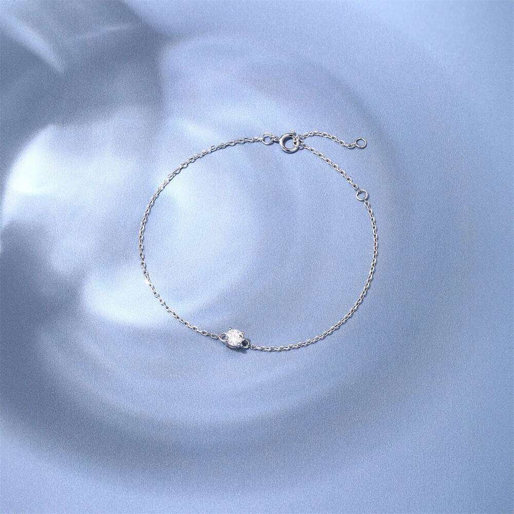 Aide 925 Sterling Silver Moissanite Bracelet Dainty Link Chain Pave Setting CZ For Women Wedding Birthday Jewelry Xmas Gift