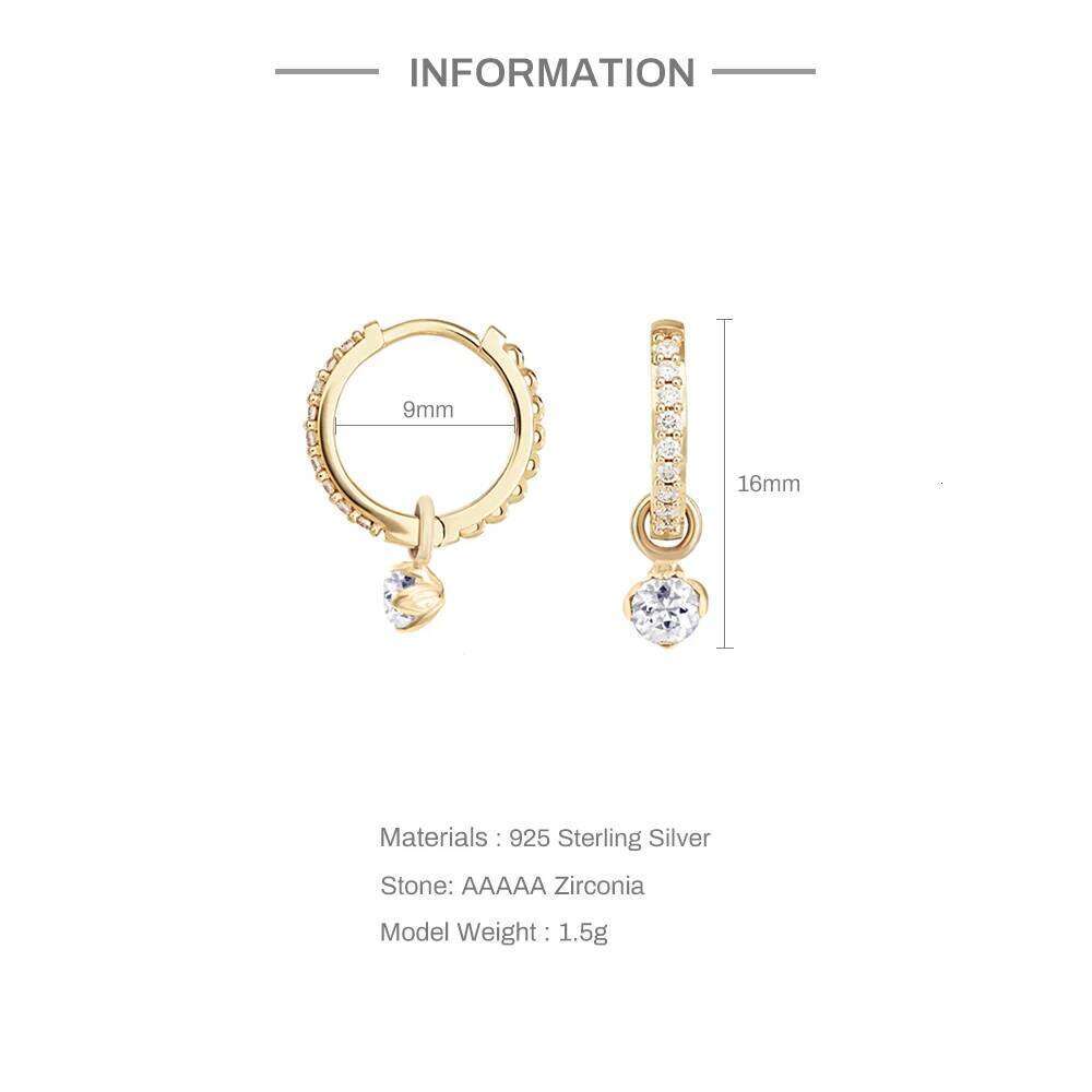 Aide 925 Sterling Silver Unique Flora Receptacle Zircon Charm Earrings For Women White Blue Crystal Hoop Piercing Pendientes