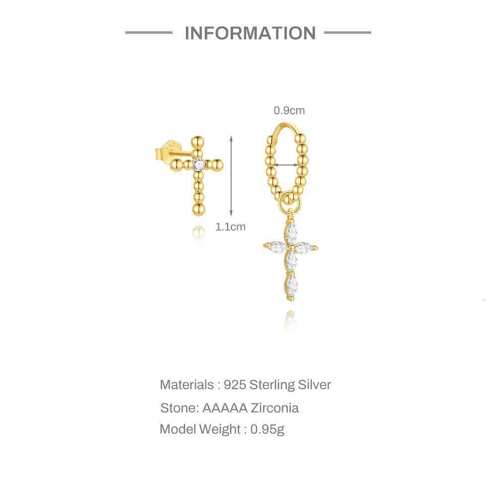 Aide 925 Sterling Silver Minimalist Jesus Cross Pendant Fashion Cubic Oxygen Zircon Wedding Party Earrings Jewelry