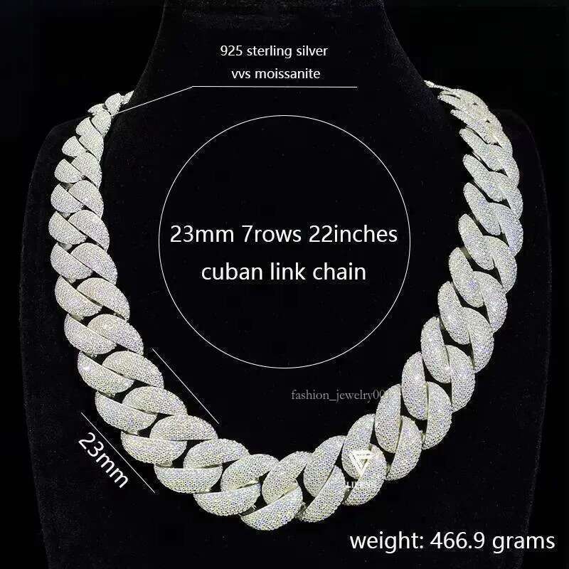 23mm High Quality Hip Hop Jewelry Big Cuban Link Chain Custom Mens Necklace Iced Out VVS Moissanite Diamond With Gra Certified aa