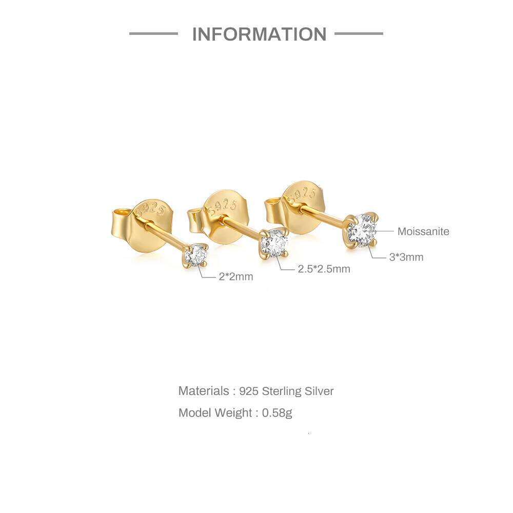 Aide 925 Sterling Silver Lab Grown Diamond Earrings for Women Simple Design Prong Diamonds Wedding Anniversary Gifts Jewelry