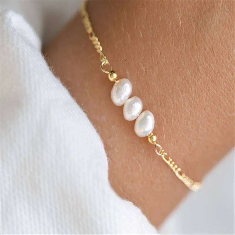 Aide 925 Sterling Silver Three Imitation Pearls Beads Bracelets For Women With Extend Chain Heart Charm Bracelet Jewelry