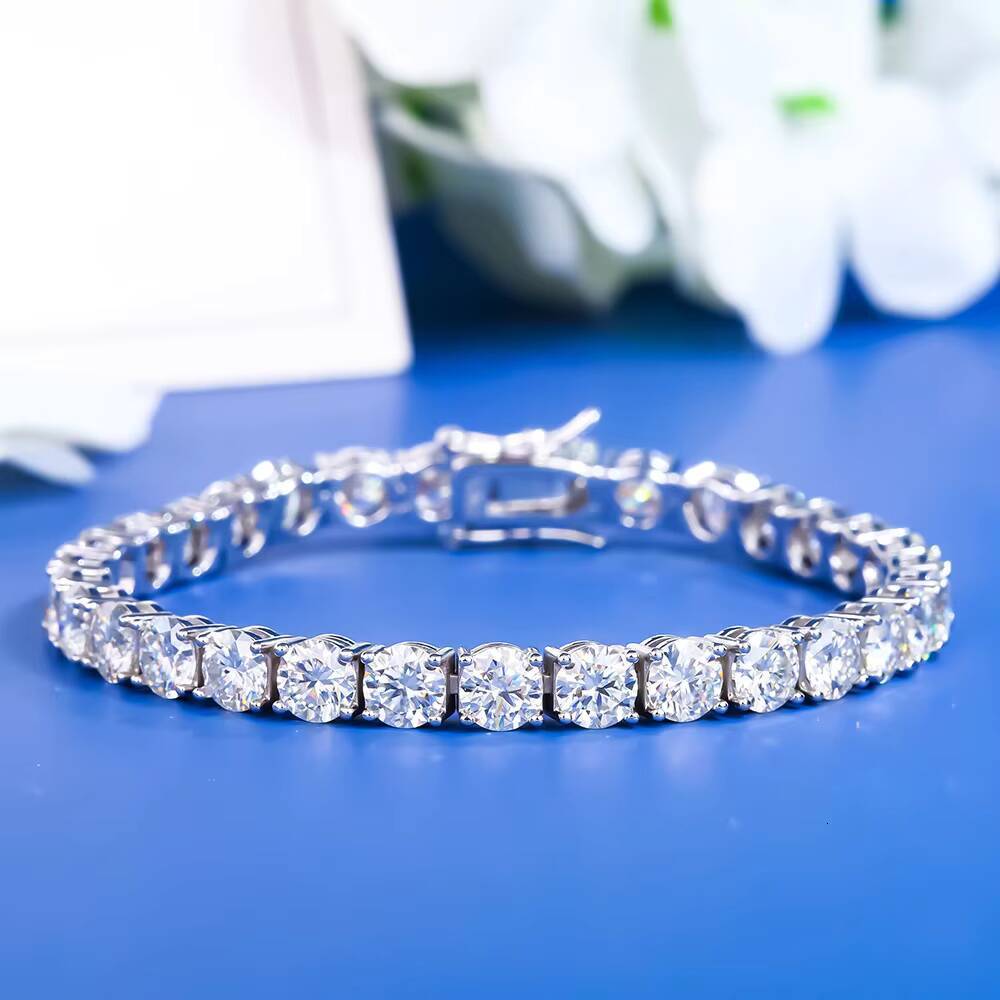 Classic Mens and Womens Moissanite Bracelet 6mm Four-Claw Full Inlaid Tennis Chain Cross-Border Jewelry From Manufacturer