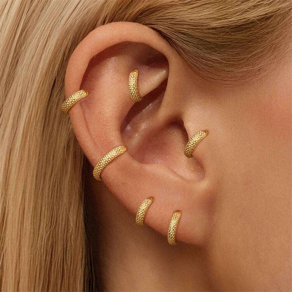 Aide 925 Sterling Silver Simple Gold Zircon CZ 6mm 8mm 10mm Hoops Piercing Pendiente Huggies Ear Buckle Fine Jewelry