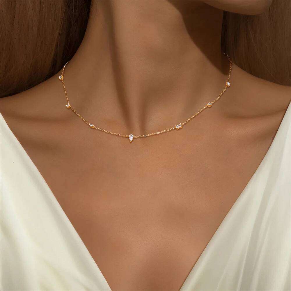 Aide Luxury Necklace For Women Fine Silver 925 Jewelry Fashion Neck Minimalist Pendants 18K Gold Color Chains Necks Woman