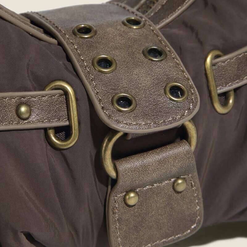 England Style Bags For Women Luxury Designer Handbags And Purses 2024 New In Polyester Vintage Rivet Small Underarm Shoulder Bag