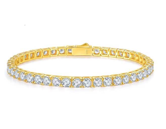 Shining Full Diamond Tennis Bracelet Classic Style High-End Luxury Accessory Delicate Moissanite 18K Gold Bracelets Bangles