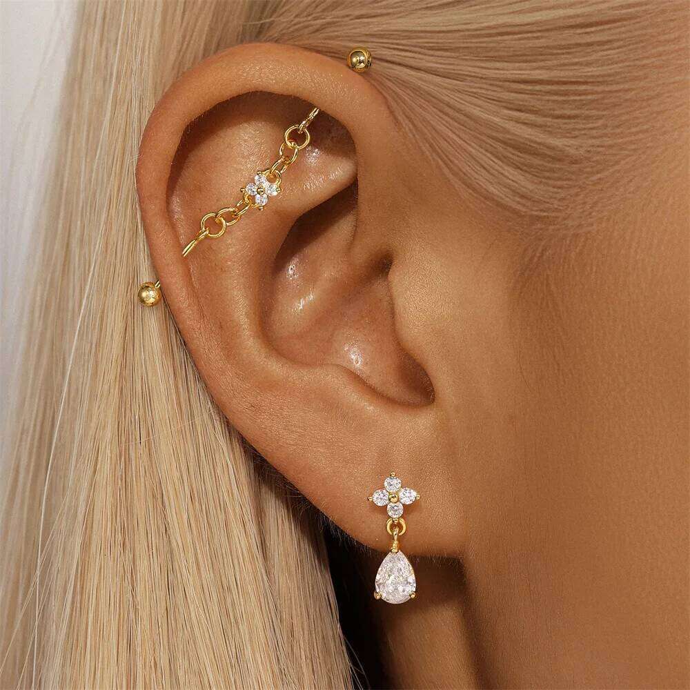 Aide 925 Sterling Silver Dangling Piercing Barbell Star Earring Tragus Cartilage Fine Jewelry DIY Industrial Rings
