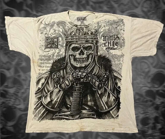 2026 European and American Demon Skull Trendy Brand New Printed Gothic High Street T-Shirt Versatile Crew Neck