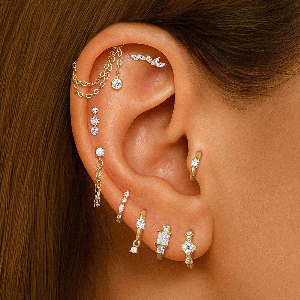 Aide Single 1pc 925 Sterling Silver Zircon Piercing Earrings for Women Exquisite Round Hoop Girls Halloween Party Gifts