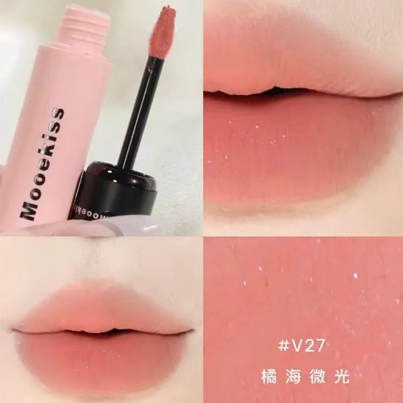 Mooekiss Velvet Lipmud Matte Green Shimmer Lipstick Long-lasting Non-stick Cup Lip Clay Chestnut Color Lip Makeup 251230