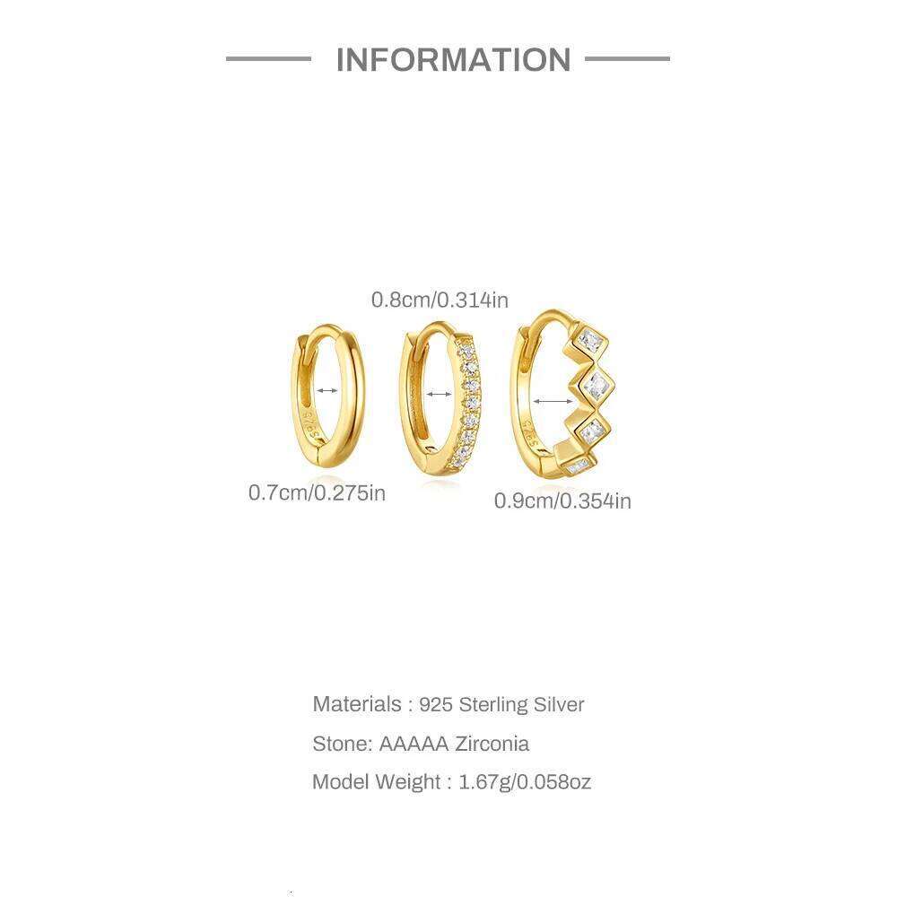 Aide 925 Silver Round Hoop Earring Women European and American Simple Zircon Earrings for Daily Wear Jewelry Anillos Set