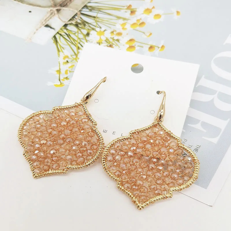 Womens earrings trend beaded Fashion Crystal Beads jewelry hanging Stainless SteelGold plated Earings in For Woman 251230