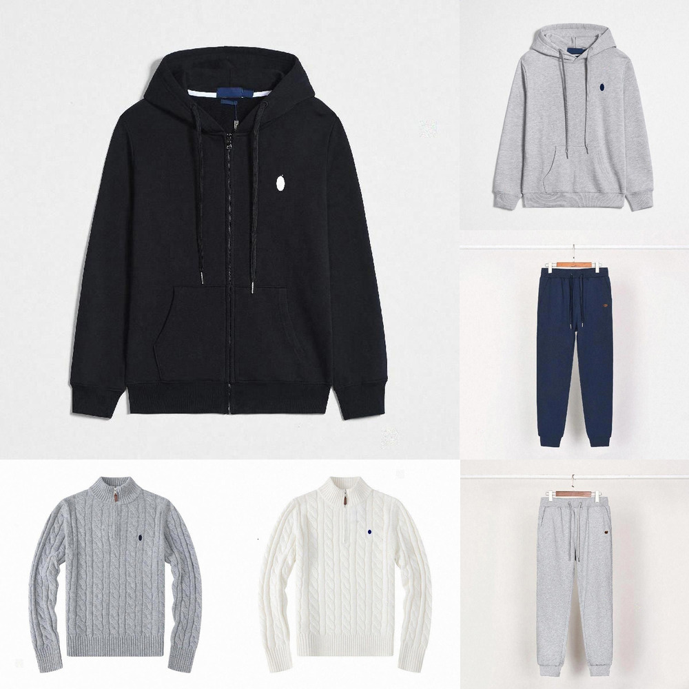 Men Polo Tracksuit Set Zip Up Hoodie Men Polo Hoody Designer Pullover Cotton Horse Long Sleeve Polo Hoodie Woman Sweater Grey Hoodie Designer Joggers Men f6