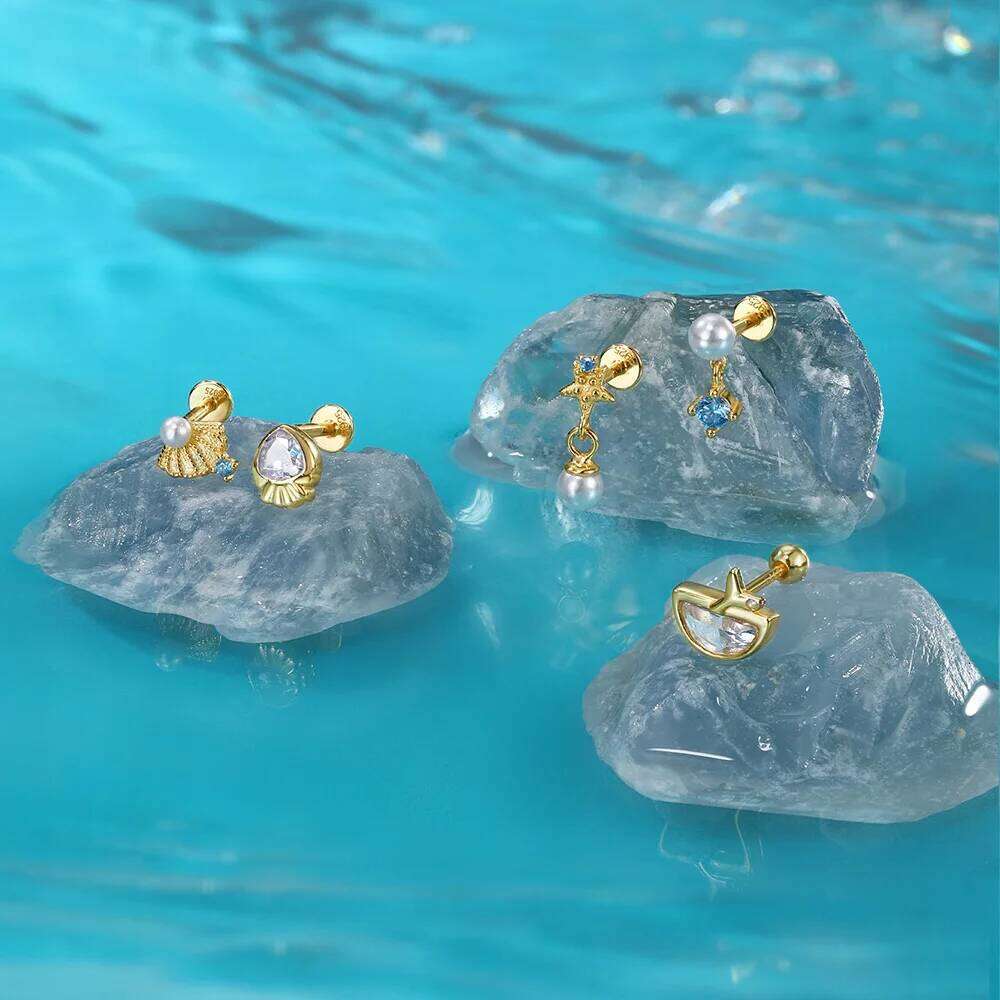 Aide 3pcs 925 Silver Ocean Shells Starfish Pearl Elements Stud Earrings Cute And Unique Party Favors Earring Set Fine Jewelry