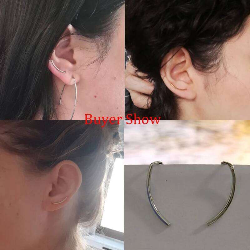 Aide 925 Sterling Silver 1pair Long Line Climber Stud Earrings For Women Minimalist Ear Crawlers Studs Piercing Jewelry