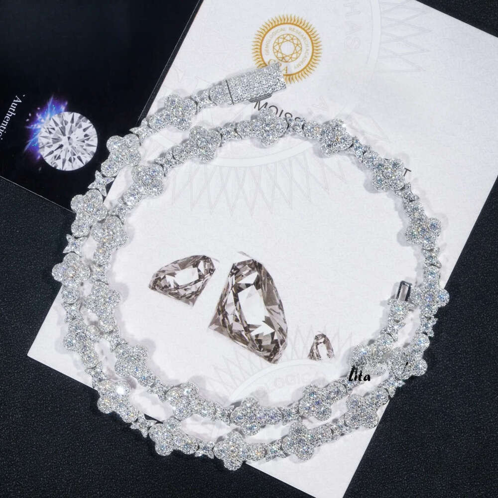 Arrivals New model 2024 Tennis Necklace Moissanite Diamond 925 Sterling Silver 10mm Cross Star Men and women Cuban Link Chain